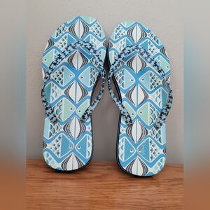Vera Bradley Flip Flops Go Fish Teal Size 7-8